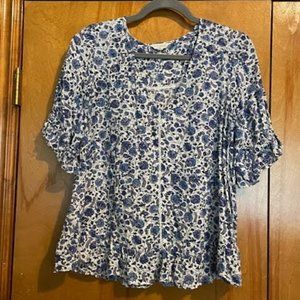 Lucky Brand blue floral peplum top